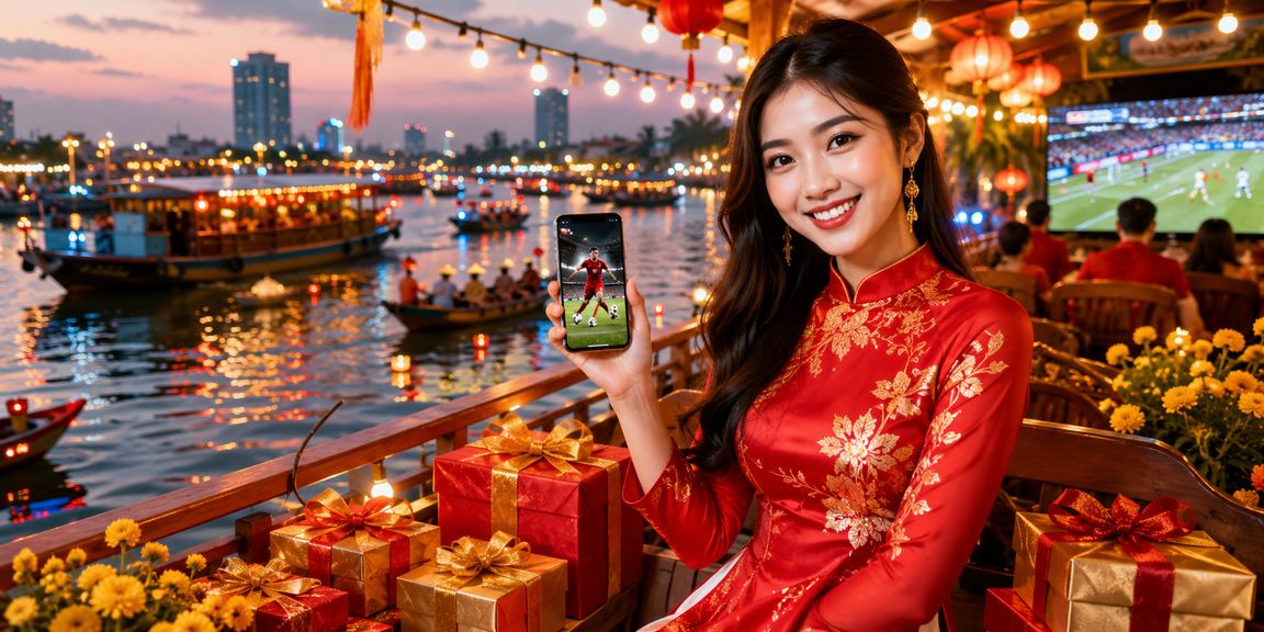 Người dùng xem tỷ lệ cá cược thể thao tại bờ biển vùng Mekong buổi chiều tà